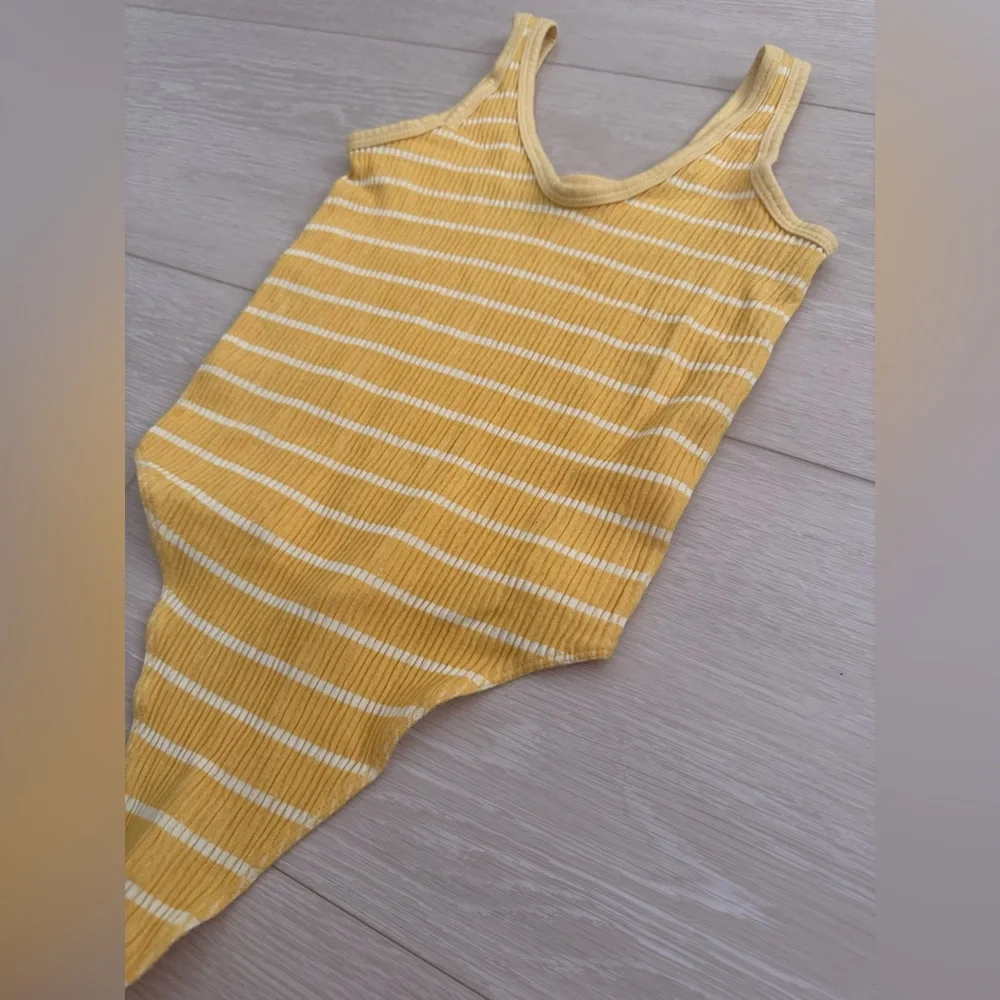 3/$10 Urban Outfitters Yellow and White Striped Bodysuit - Picture 5 of 11